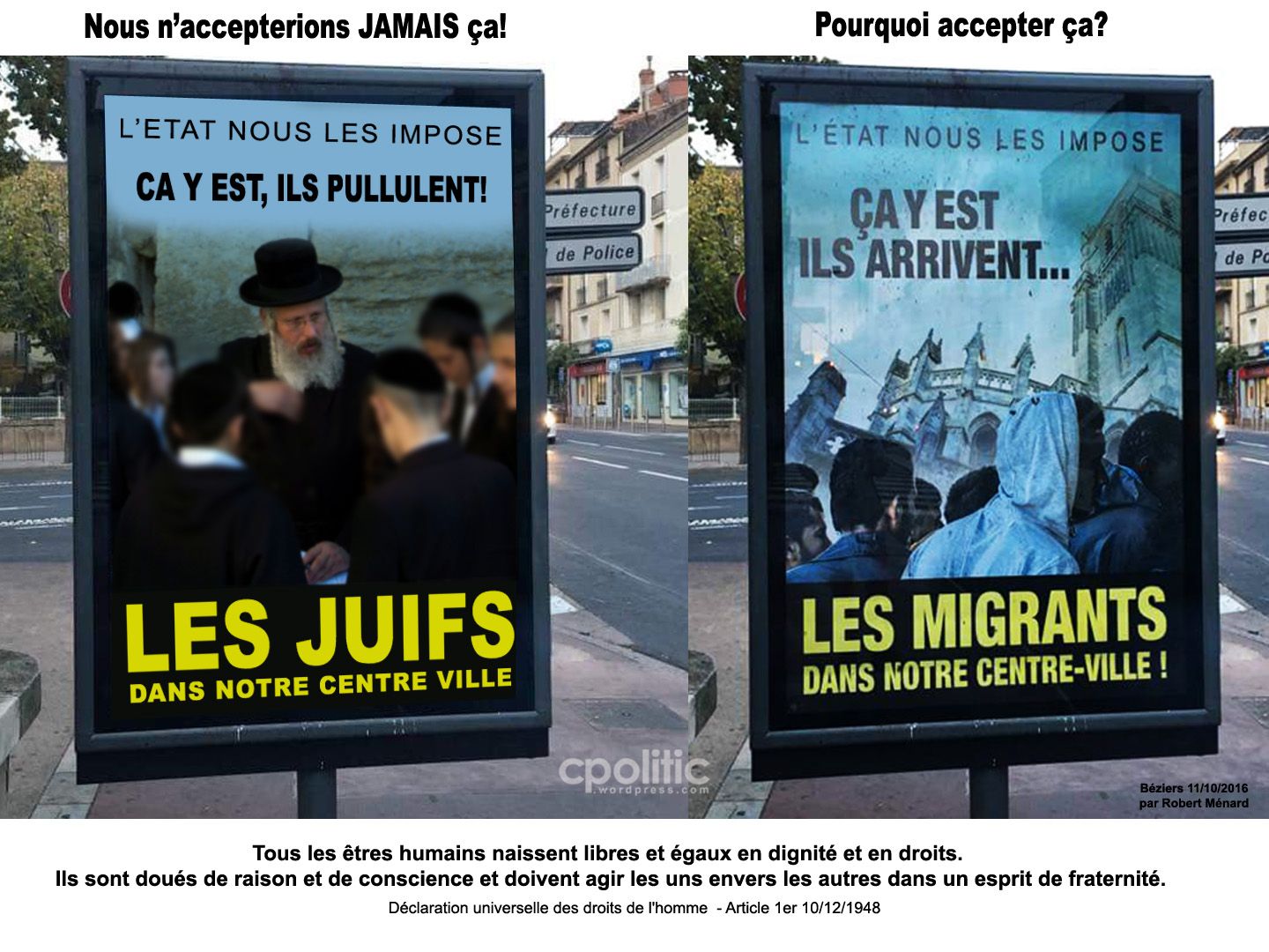 Affiche Raciste des Migrants: Robert Ménard Persiste et Signe dans sa  Connerie